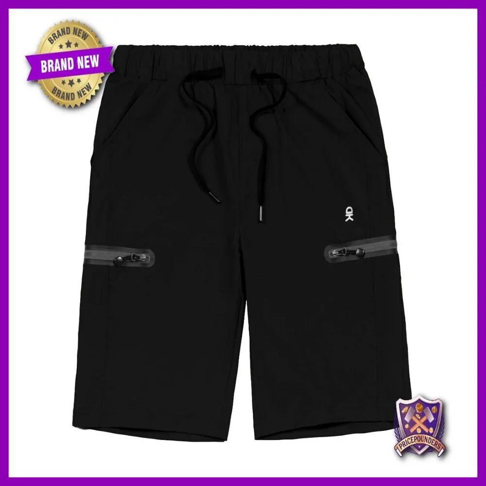 Ultra Stretch Quick Dry Lightweight Bermuda Shorts Drawstring Zipper Pocket